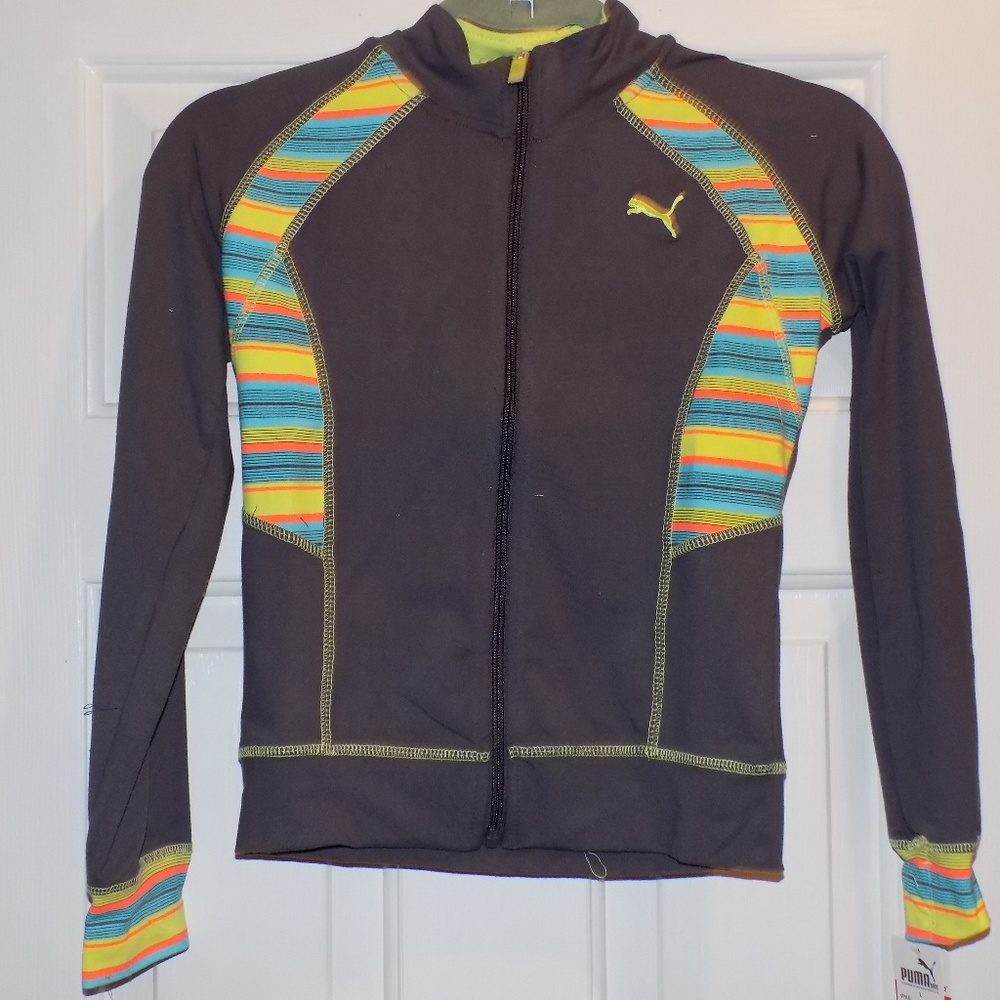 Big Girls' Striped Inset Track Jacket, Grey Cooler